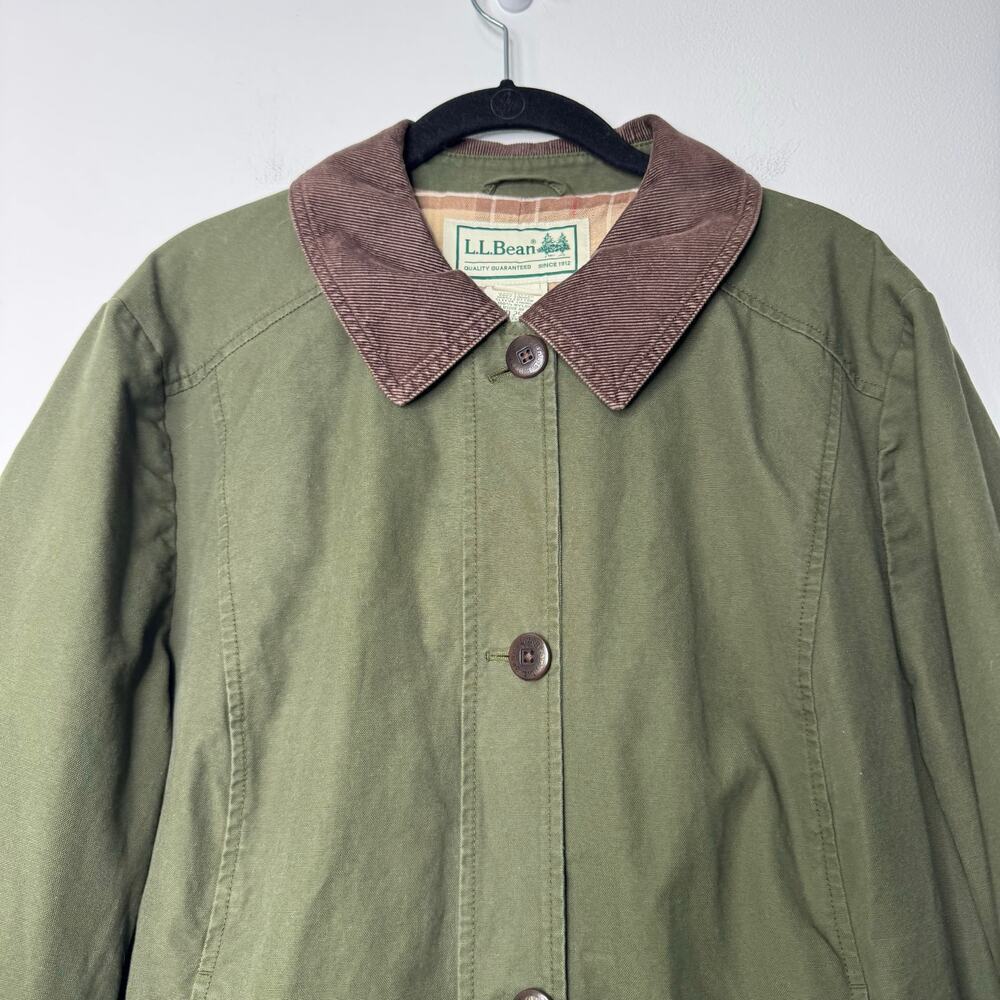 LL Bean Barn Coat Chore Jacket Flannel Lined Green Womens 2X - Picture 2 of 8